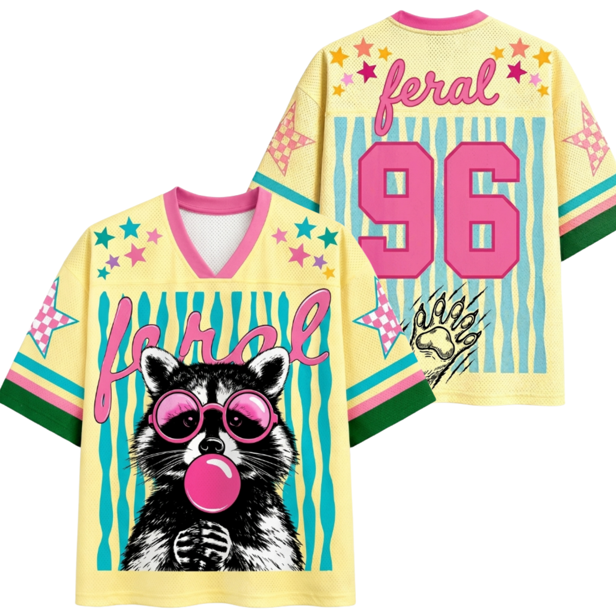Chaotic Club Striped Feral Summer Raccoon Mesh Jersey