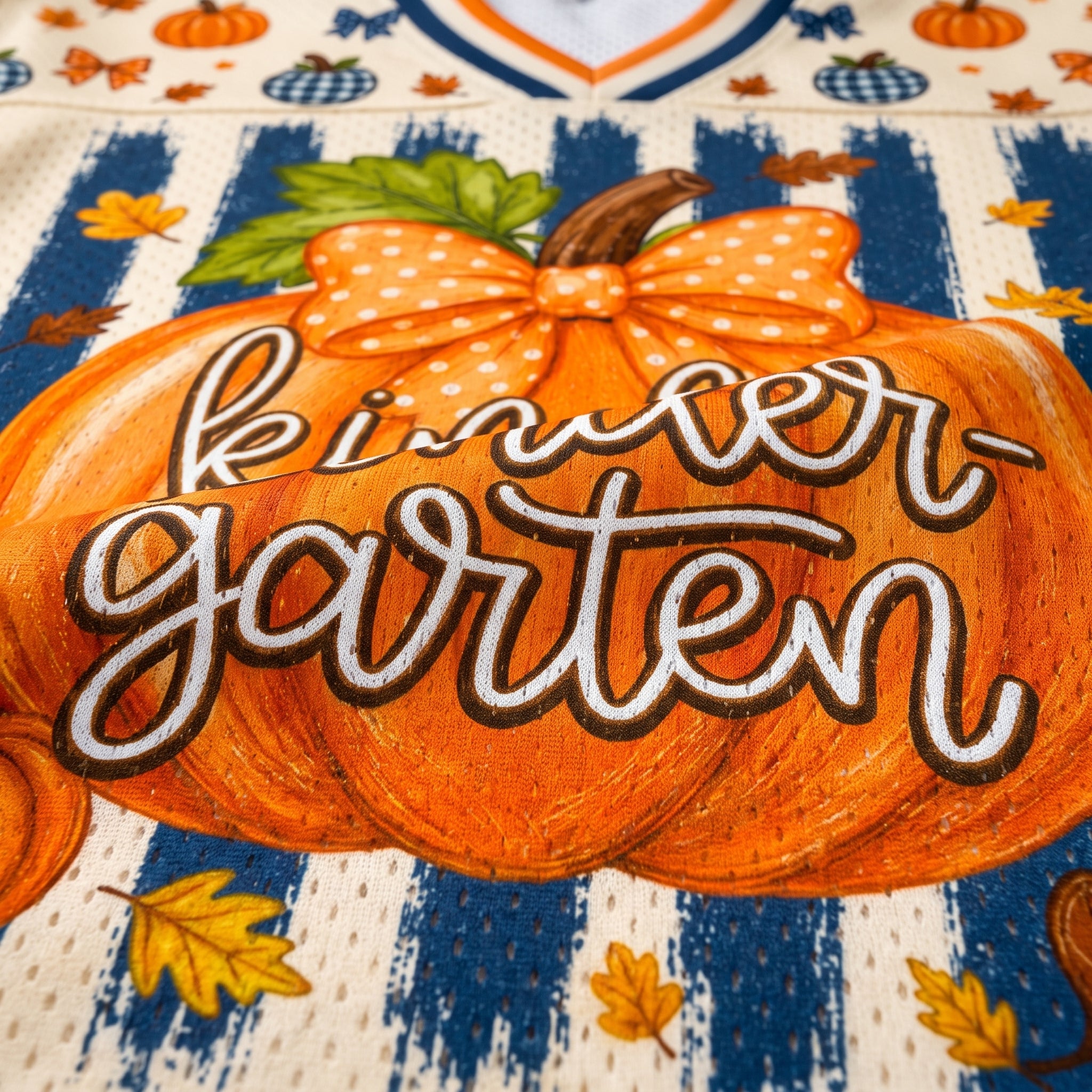 Chaotic Club Fall Back To School Striped Teacher Pumpkin Mesh Jersey