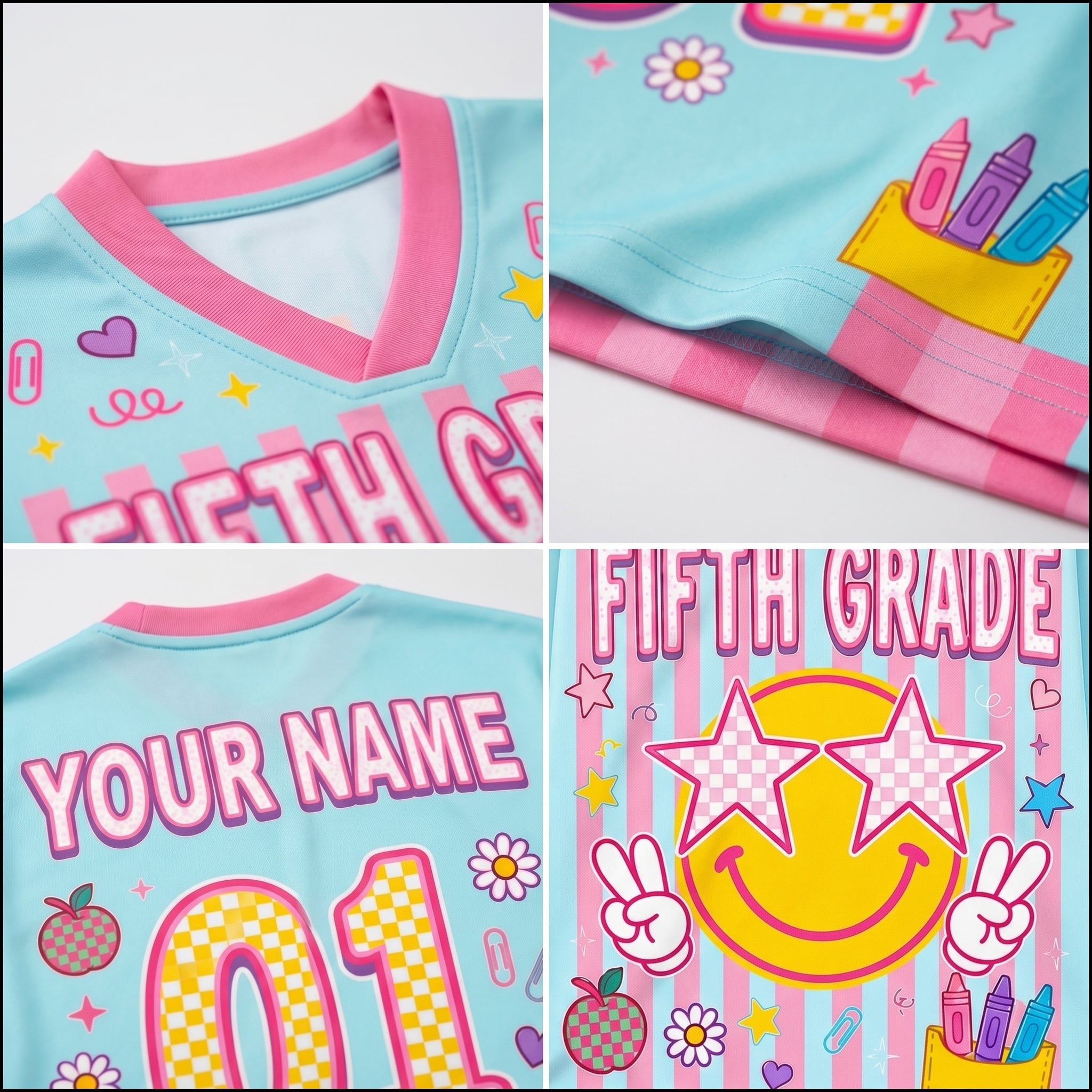 Chaotic Club Striped Checkered Back To School Smile  Mesh Jersey