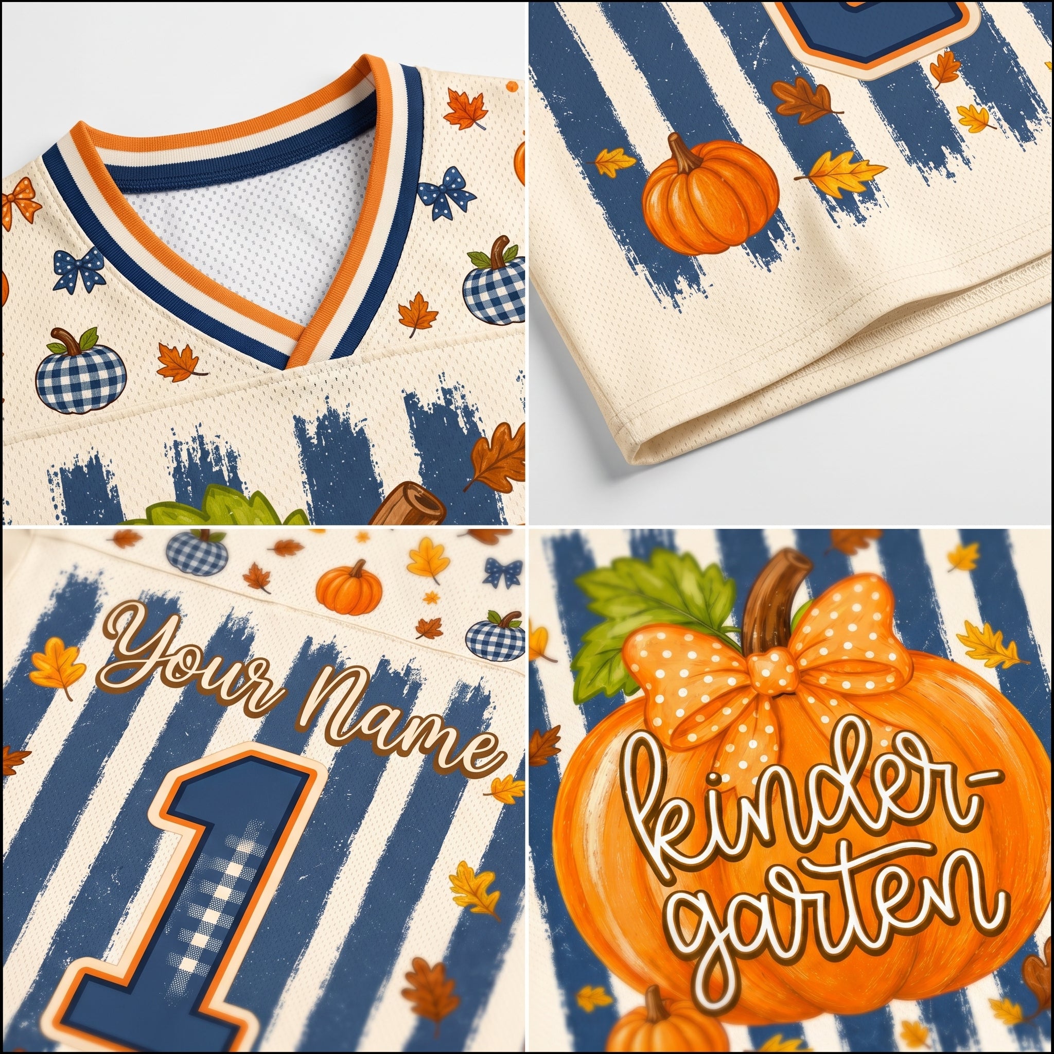 Chaotic Club Fall Back To School Striped Teacher Pumpkin Mesh Jersey