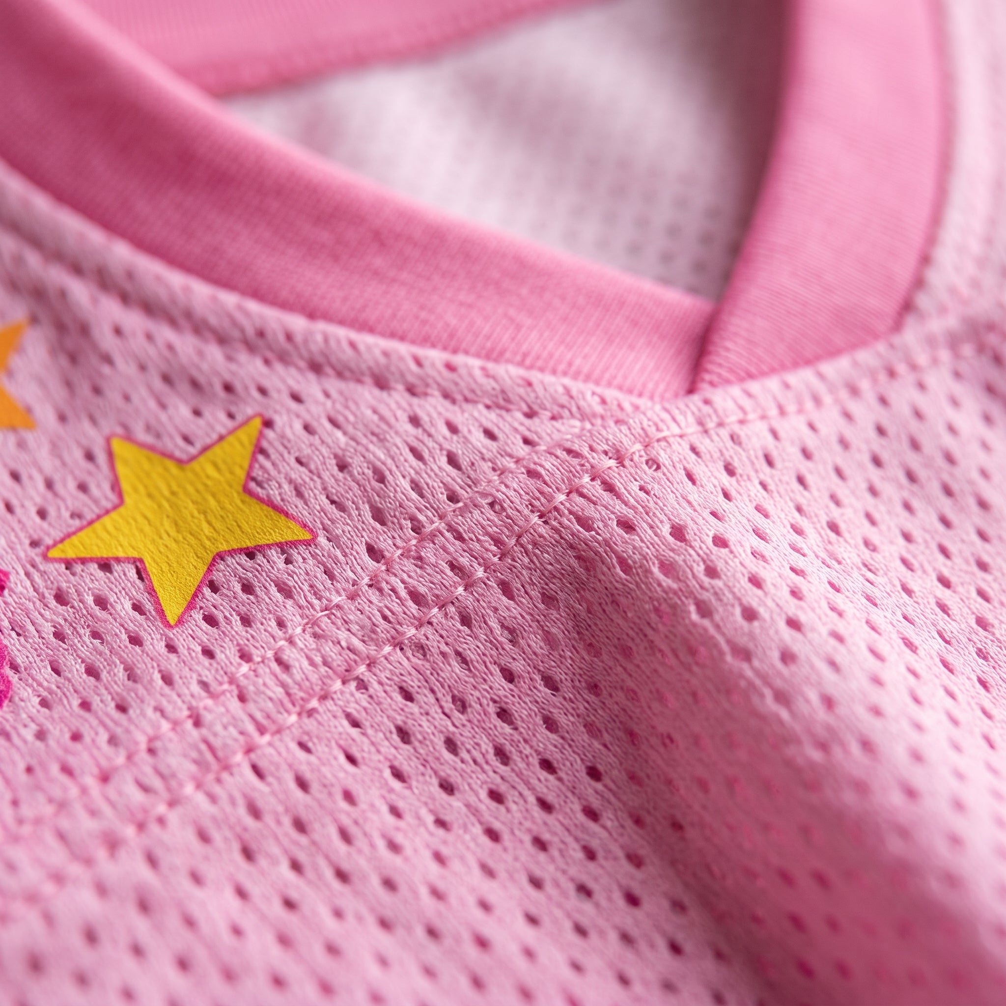 Chaotic Club Smiley Face Striped Back To School Pink Gingham Mesh Jersey
