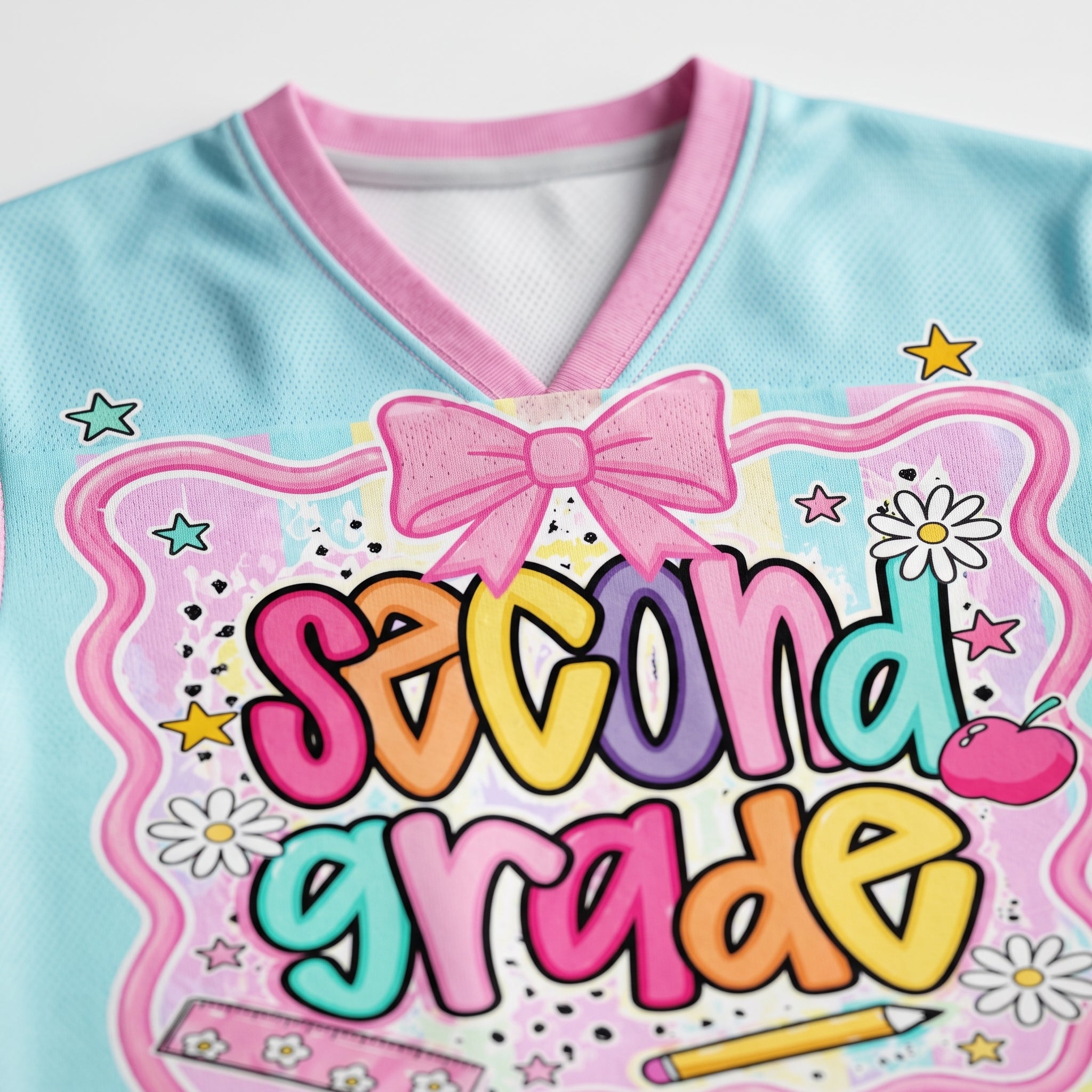 Chaotic Club Preppy Back To School Pink Mix Blue Striped Mesh Jersey