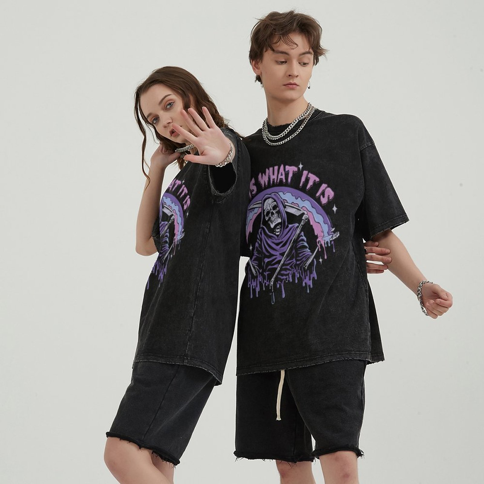It Is What It Is Unisex Vintage Solid Wash Denim T-Shirts🔥Buy 4 get 5th 50%OFF🔥