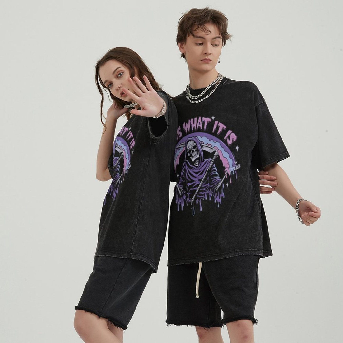 It Is What It Is Unisex Vintage Solid Wash Denim T-Shirts🔥Buy 4 get 5th 50%OFF🔥