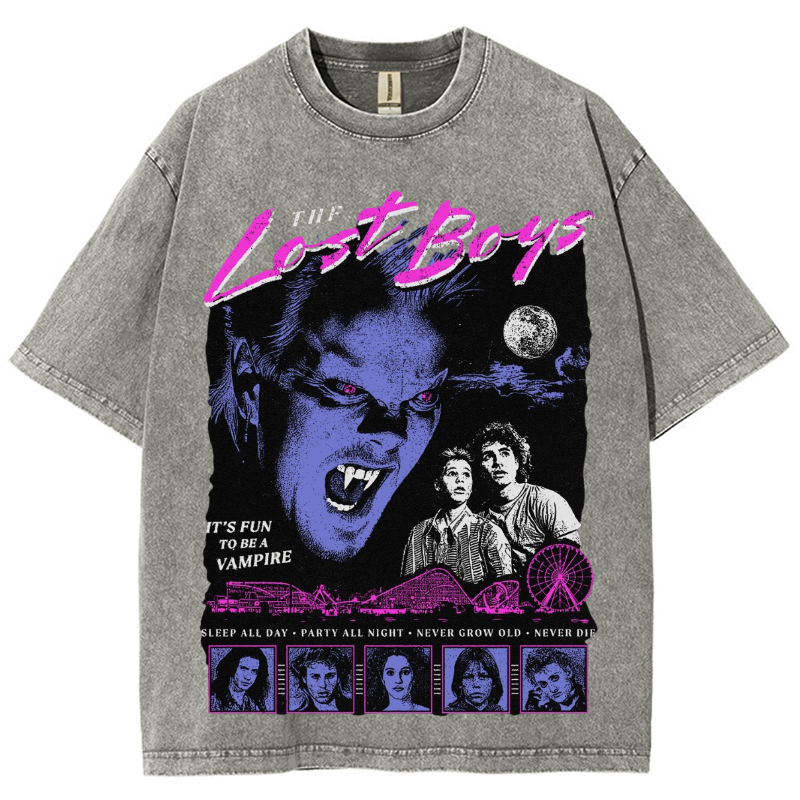 The Lost Unisex Vintage Wash Denim T-Shirts-Print-cool