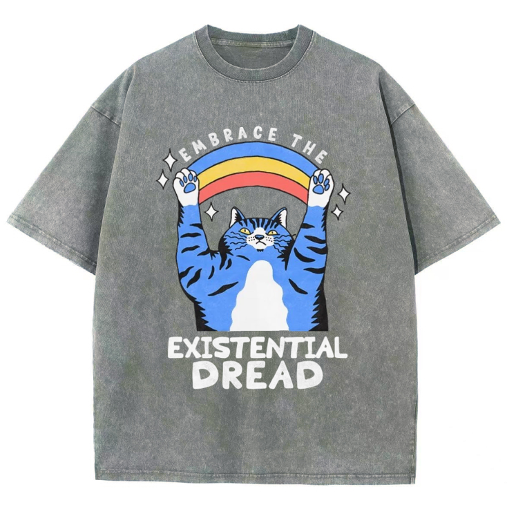 Embrace The Existential Dread Unisex Vintage Solid Wash Denim T-Shirts