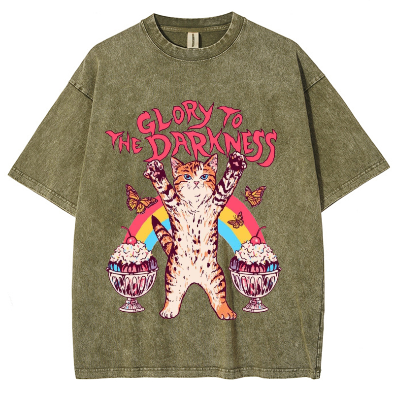 The Darkness Unisex Vintage Wash Denim T-Shirts-Print-cool