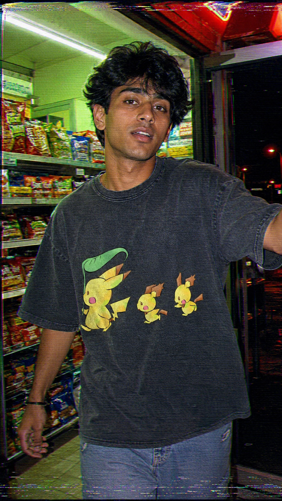 Cute Pikachu Trio Unisex Vintage Washed Tee