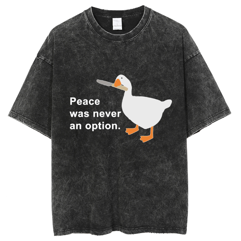 Unisex Peace Was Never An Option Printed Retro Washed Short Sleeved T-Shirt-Print-cool