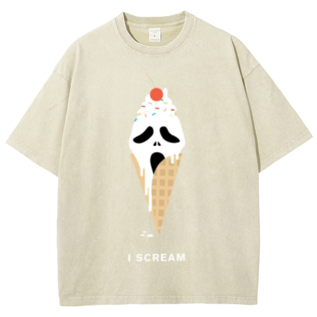 Iscream Unisex Oversized Print Vintage Wash Denim T-Shirt