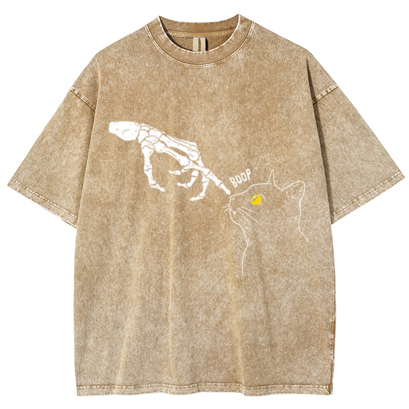 Spooky Boop Unisex Vintage Solid Wash Denim T-Shirts-Print-cool