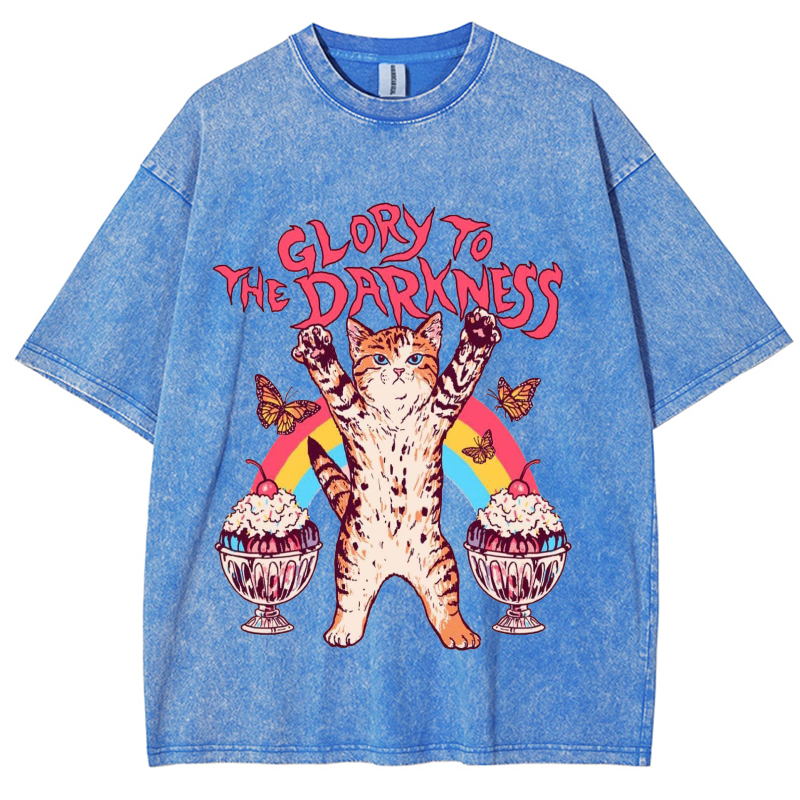 The Darkness Unisex Vintage Wash Denim T-Shirts-Print-cool