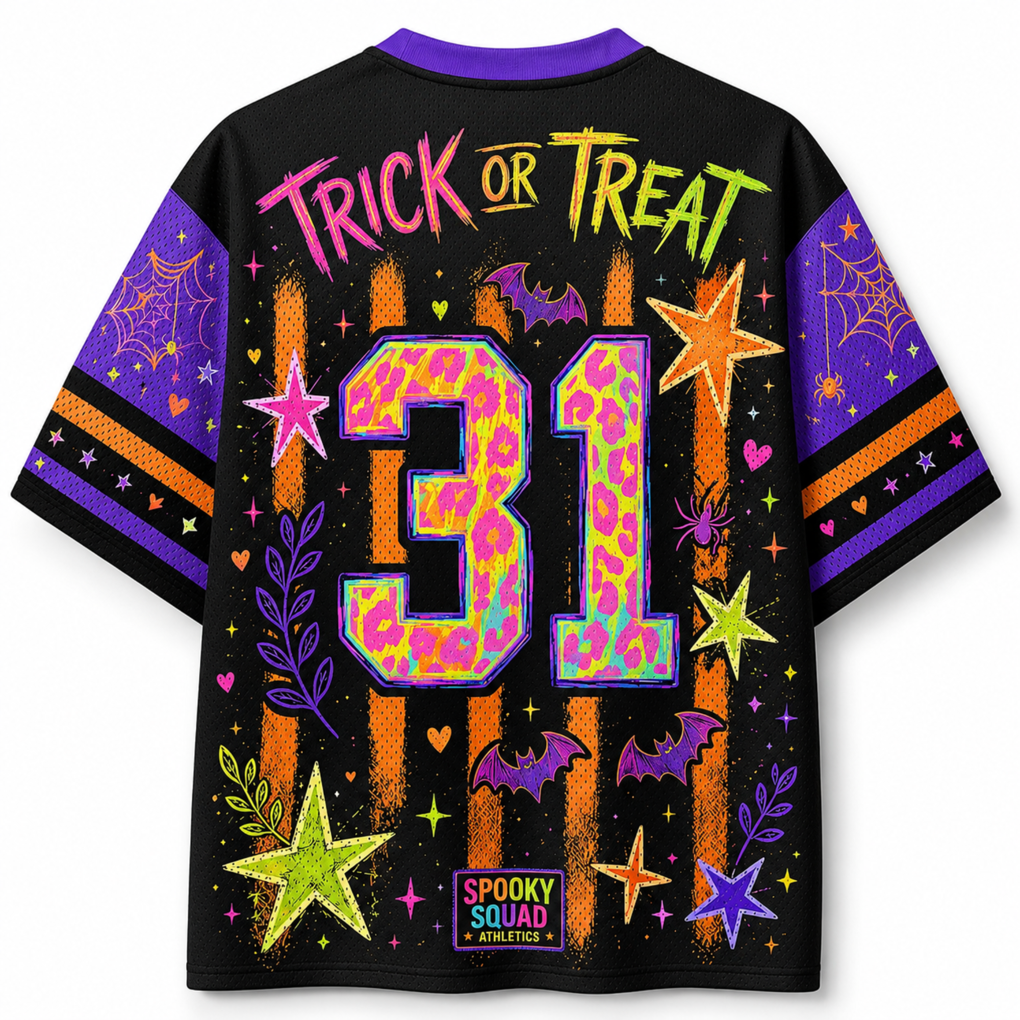 Chaotic Club Neon Leopard Pumpkin Halloween Mesh Jersey