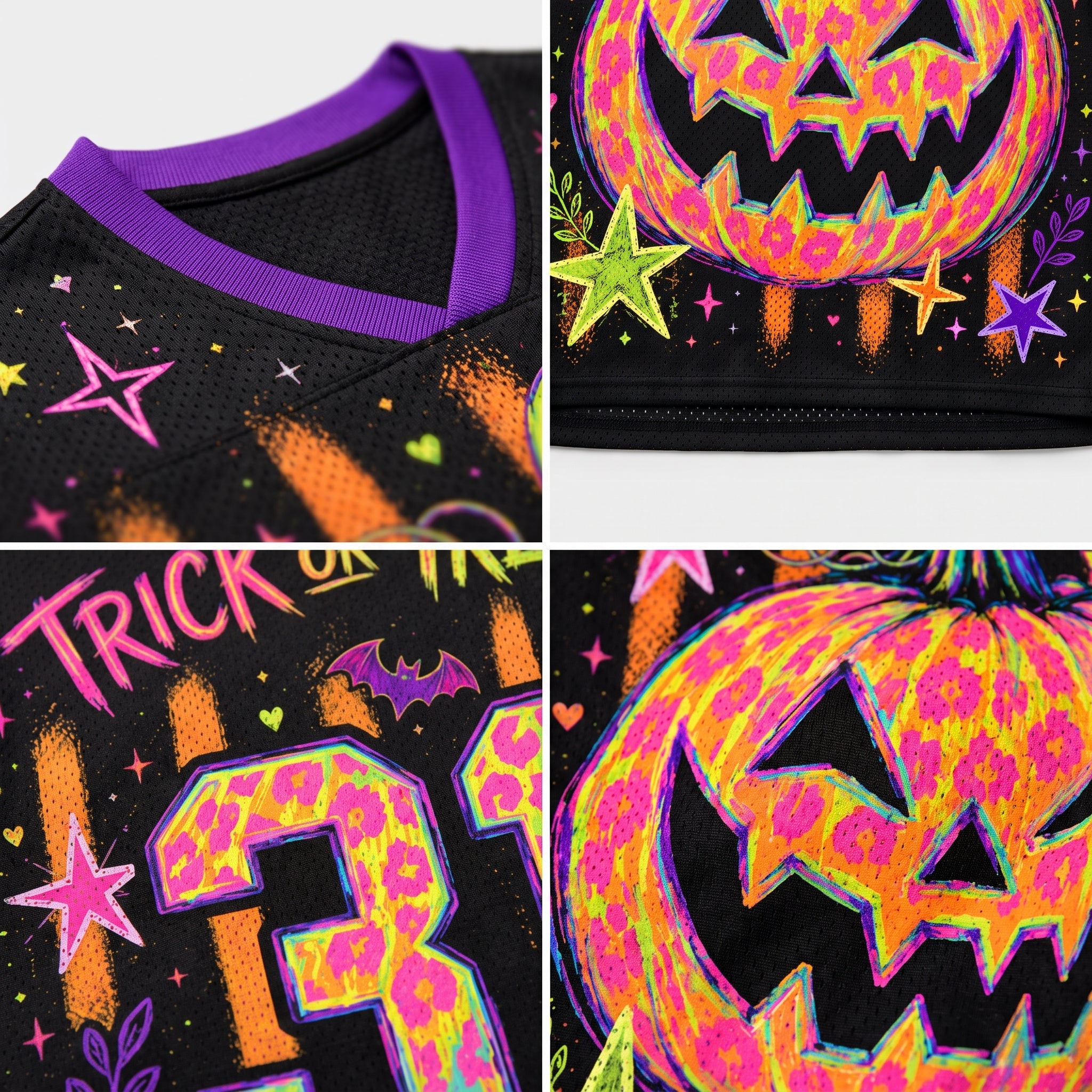 Chaotic Club Neon Leopard Pumpkin Halloween Mesh Jersey