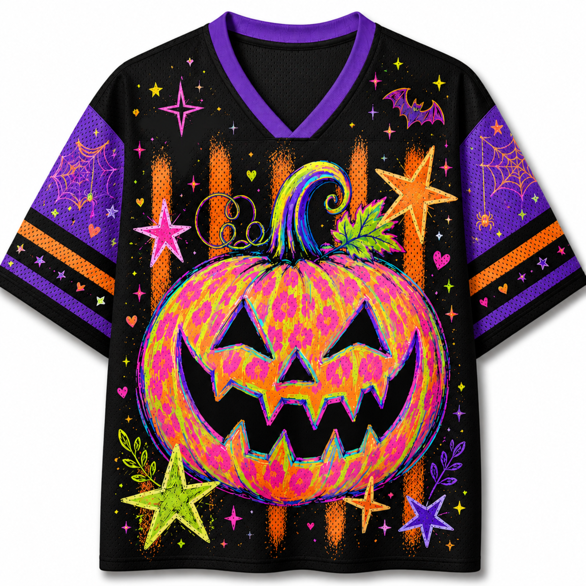 Chaotic Club Neon Leopard Pumpkin Halloween Mesh Jersey