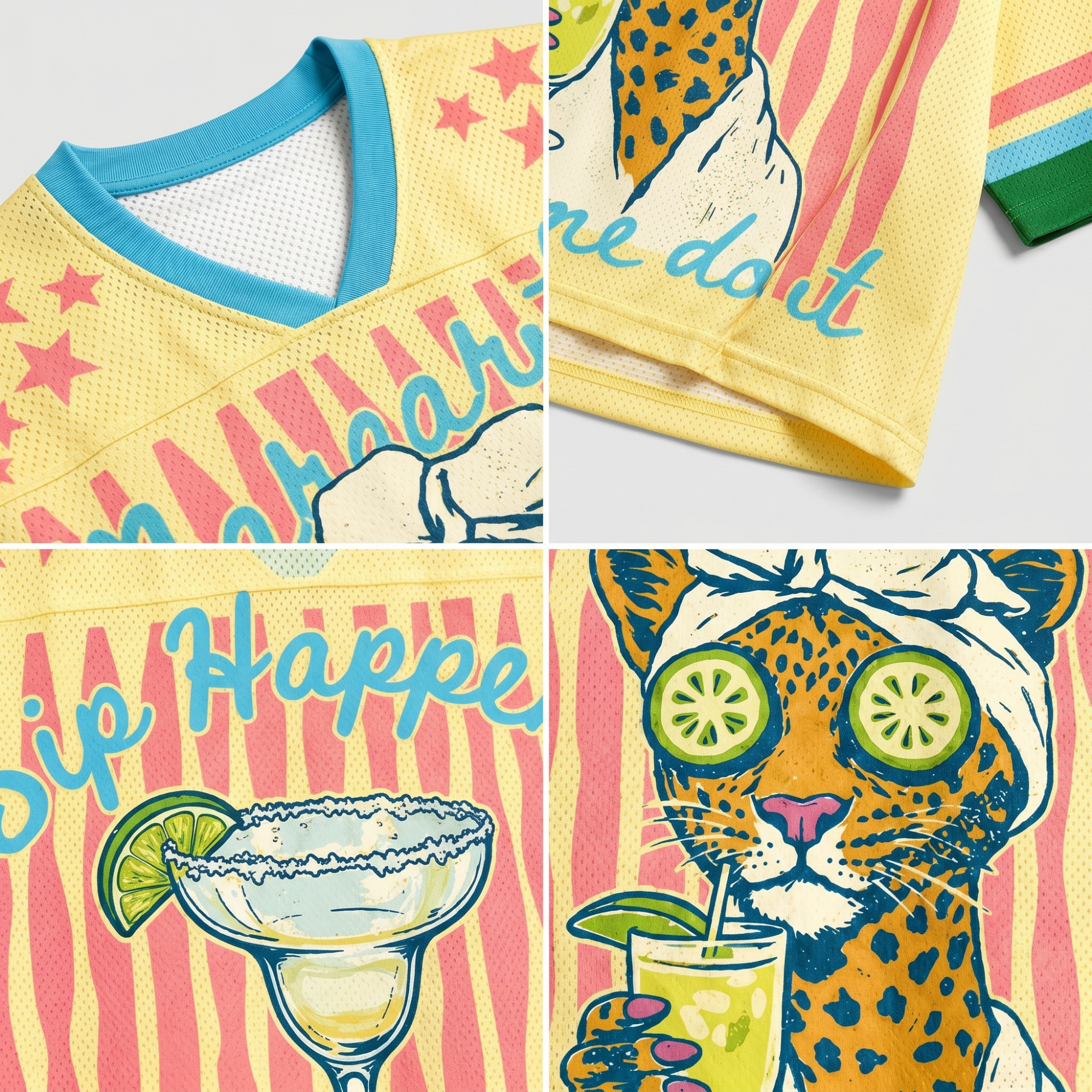 Chaotic Club Margaritas Made Me Do It Leopard Spa Summer Mesh Jersey