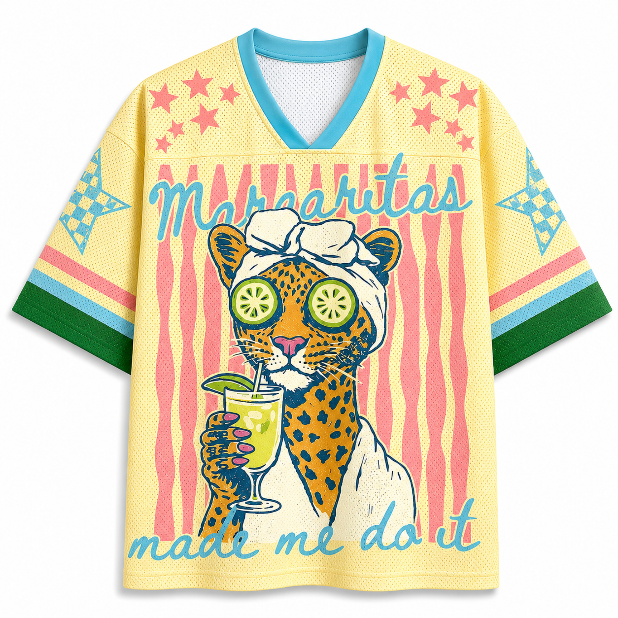 Chaotic Club Margaritas Made Me Do It Leopard Spa Summer Mesh Jersey