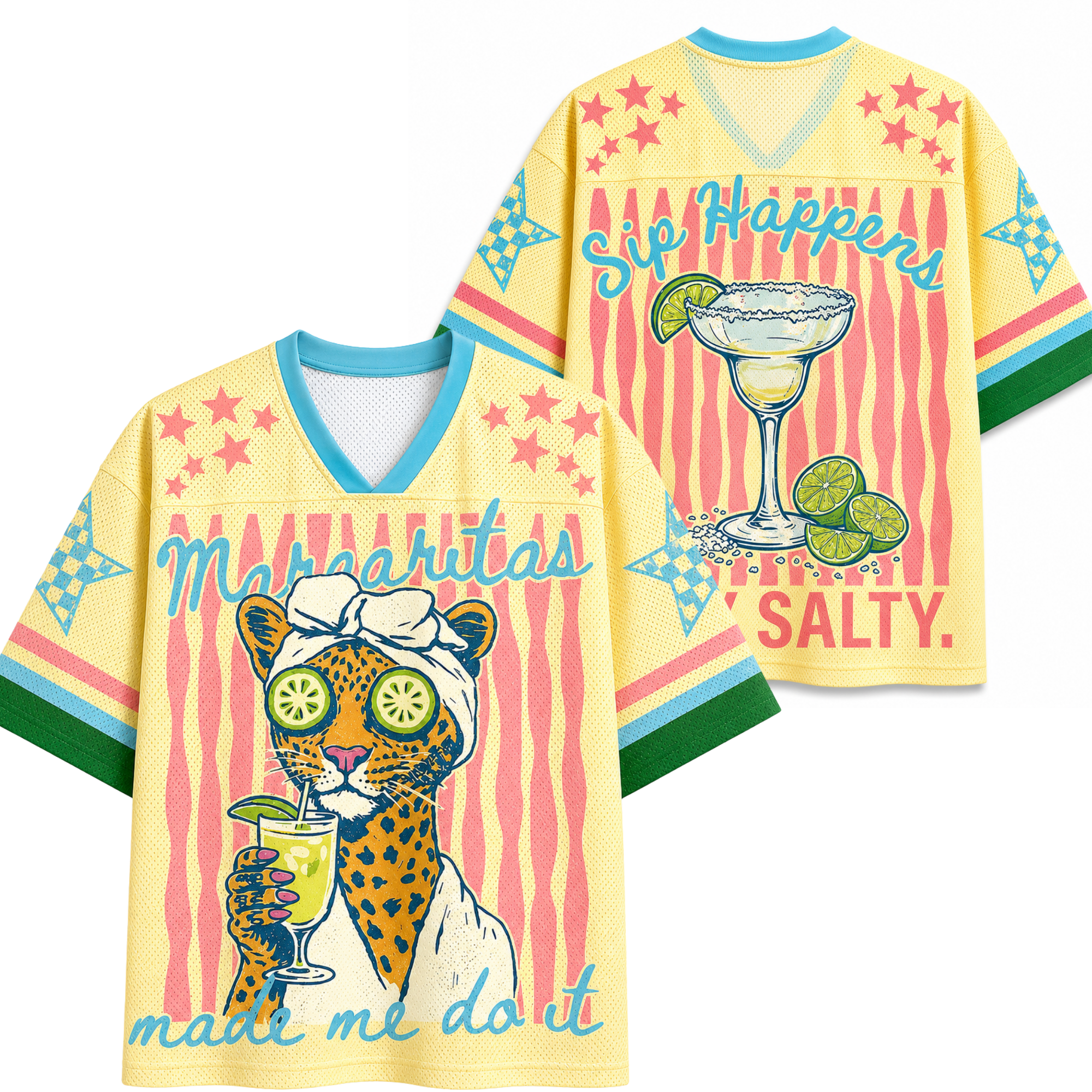 Chaotic Club Margaritas Made Me Do It Leopard Spa Summer Mesh Jersey