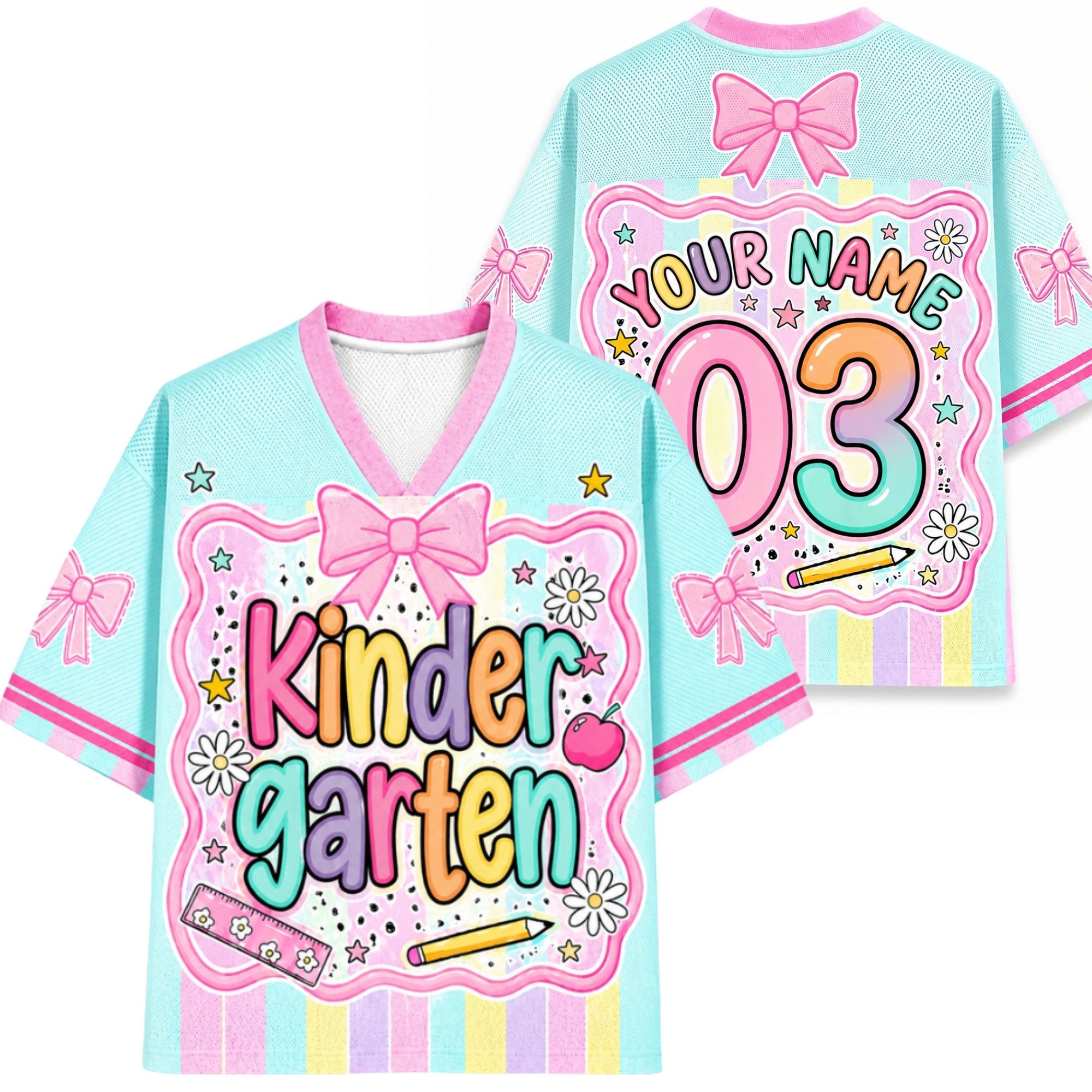 Chaotic Club Preppy Back To School Pink Mix Blue Striped Mesh Jersey