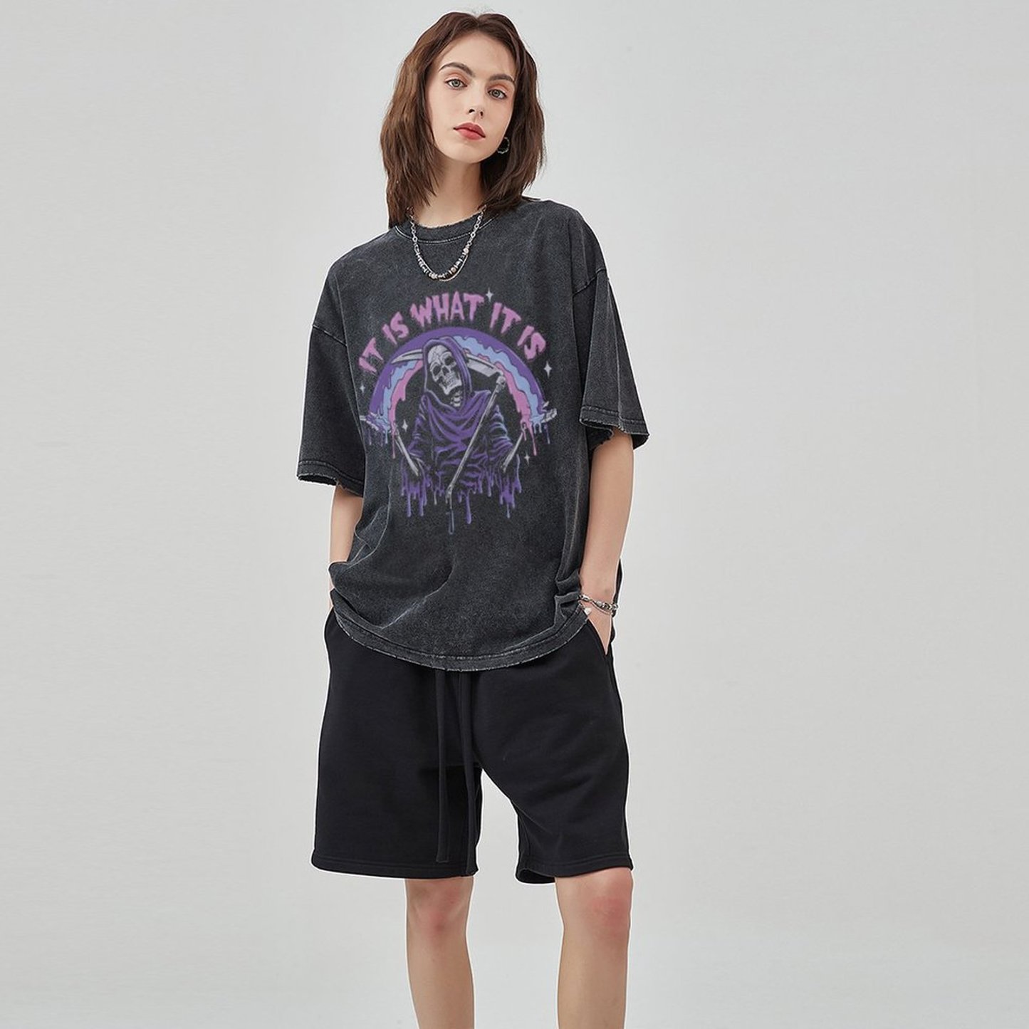 It Is What It Is Unisex Vintage Solid Wash Denim T-Shirts🔥Buy 4 get 5th 50%OFF🔥