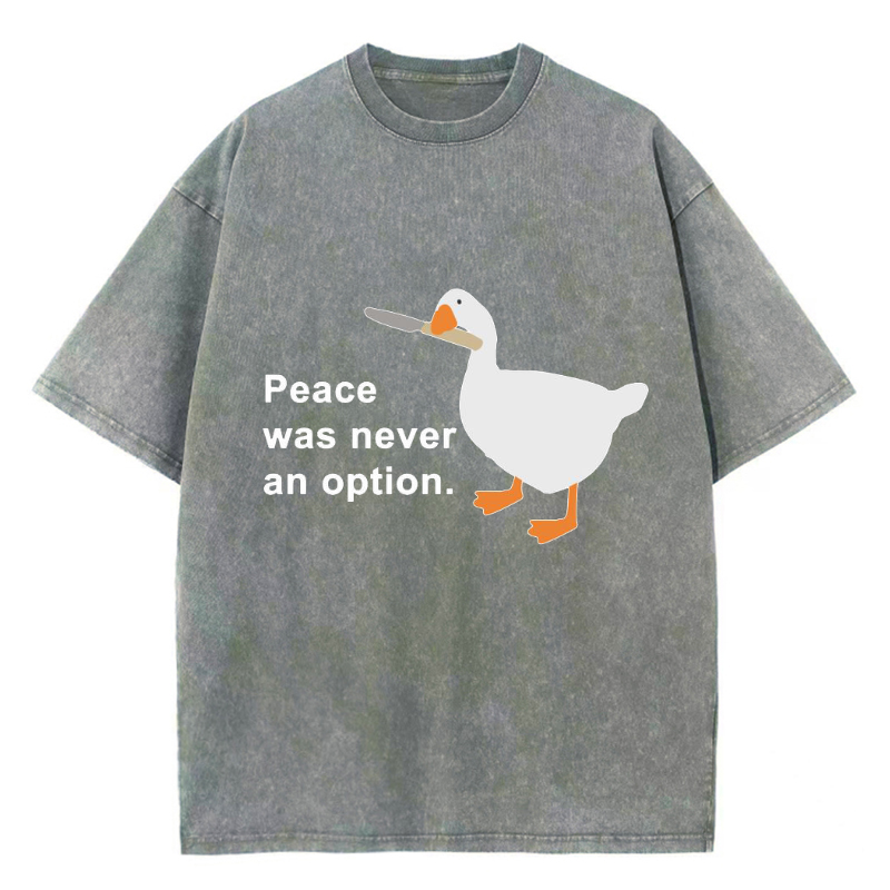 Unisex Peace Was Never An Option Printed Retro Washed Short Sleeved T-Shirt-Print-cool