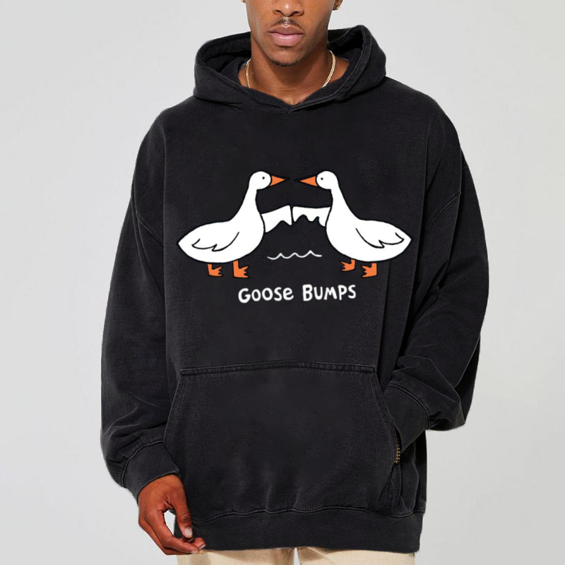 Goose Bumps Unisex Printed Casual Washed Hoodie Sweatshirt-Print-cool