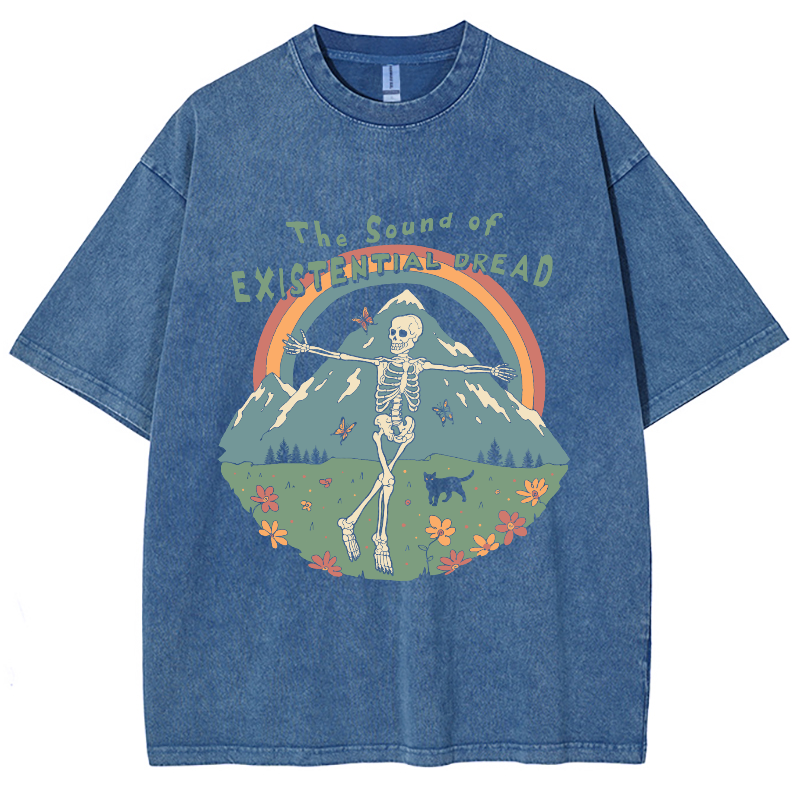 The Sound Of Existential Dread Unisex Vintage Wash Denim T-Shirts-Print-cool
