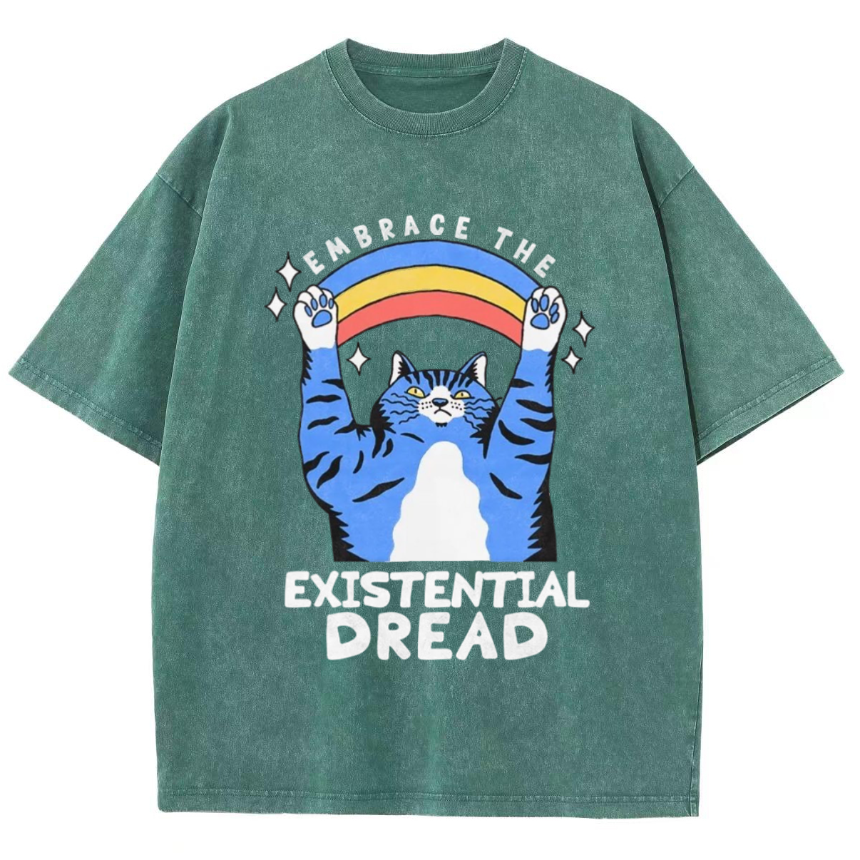 Embrace The Existential Dread Unisex Vintage Solid Wash Denim T-Shirts