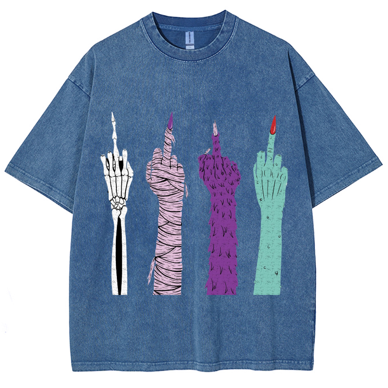 F*ck Monster Unisex Vintage Wash Denim T-Shirts-Print-cool