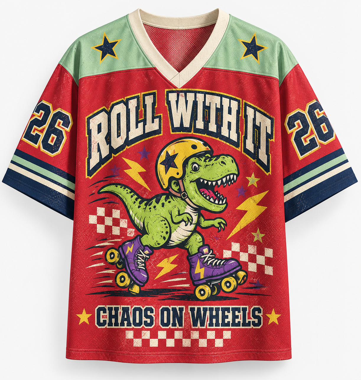 Roller Skating Dinosaur Jersey Shirts