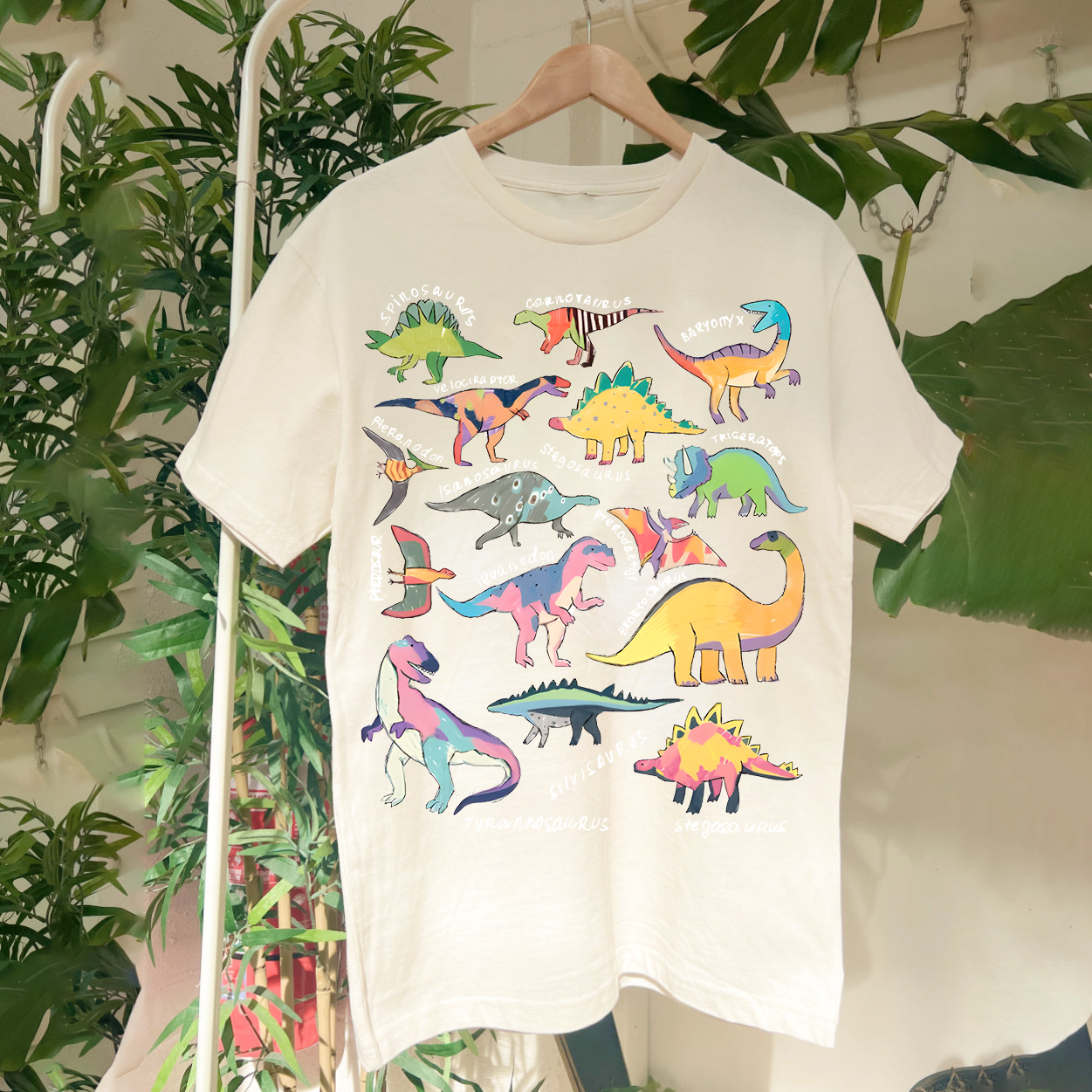Types Of Dinosaur Vintage Snowflake Washed T-Shirt