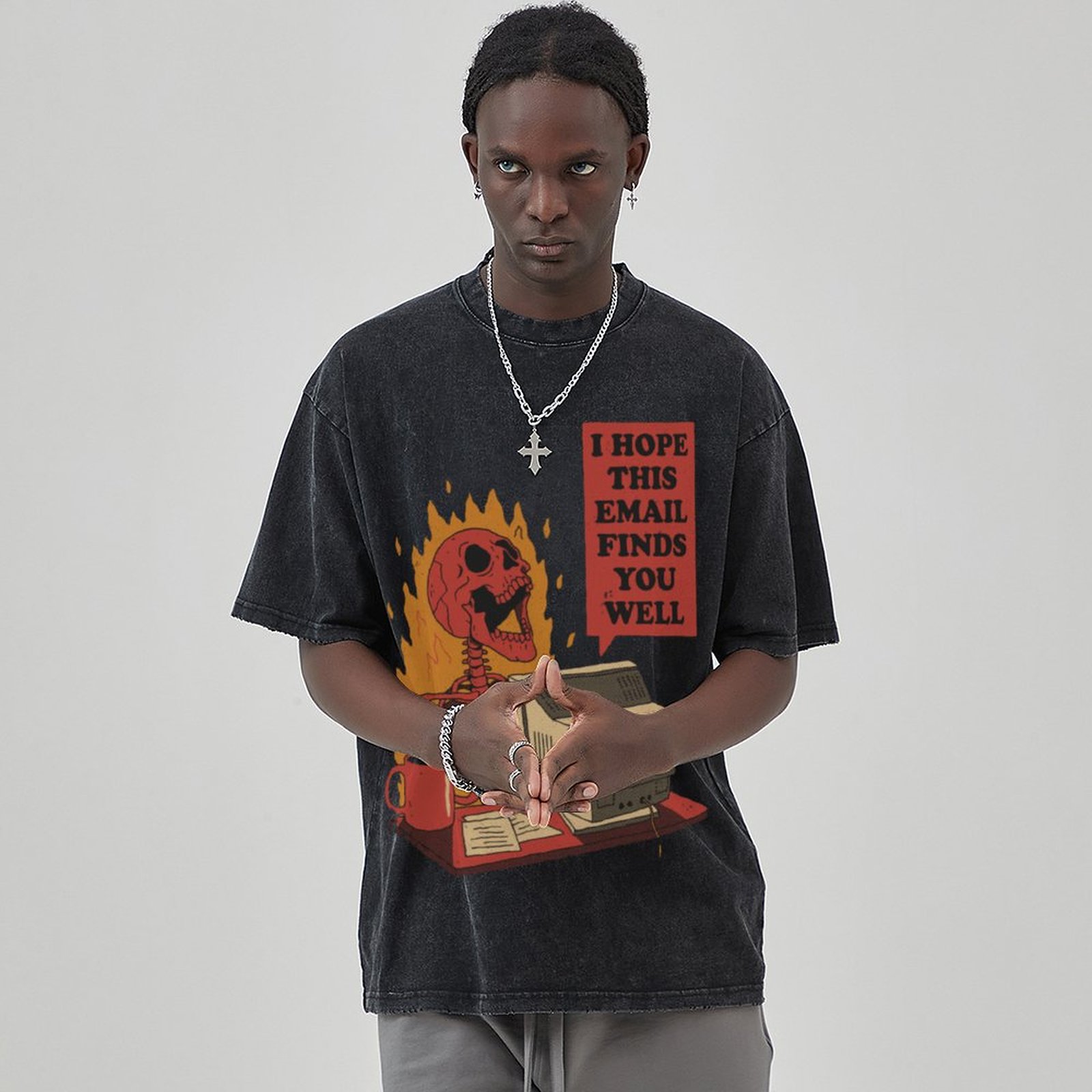 I Hope You Got Mail Unisex Vintage Solid Wash Denim T-Shirts