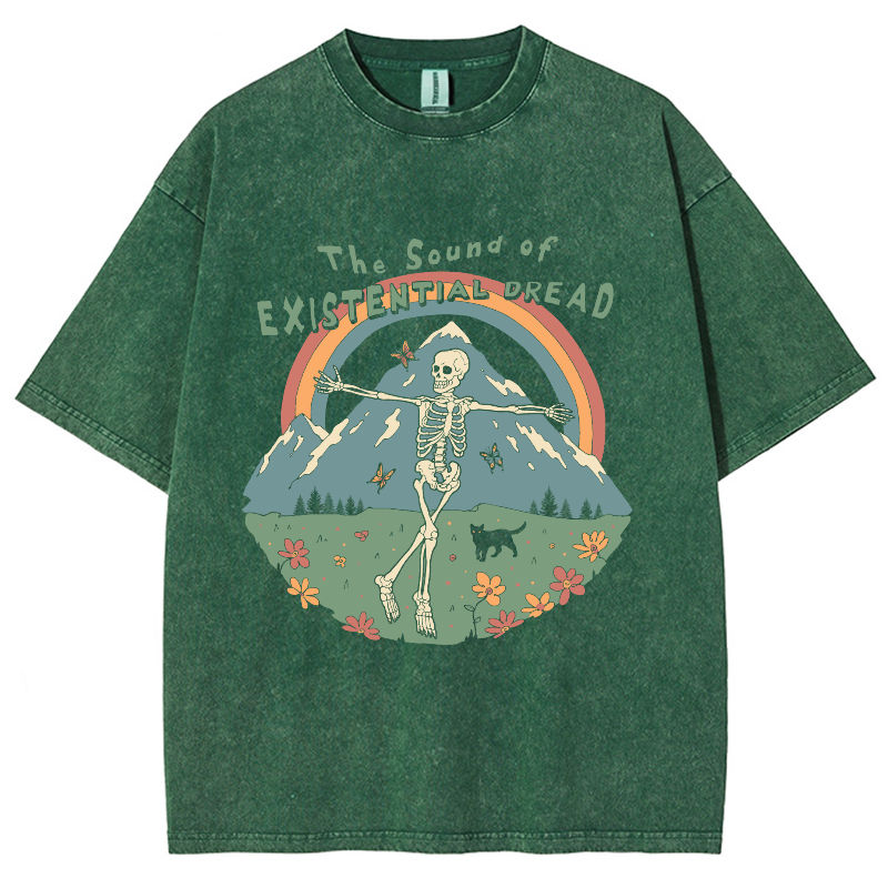 The Sound Of Existential Dread Unisex Vintage Wash Denim T-Shirts-Print-cool