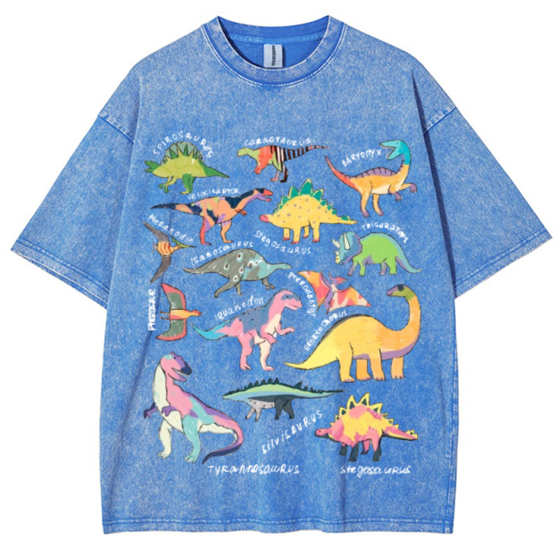 Types Of Dinosaur Vintage Snowflake Washed T-Shirt