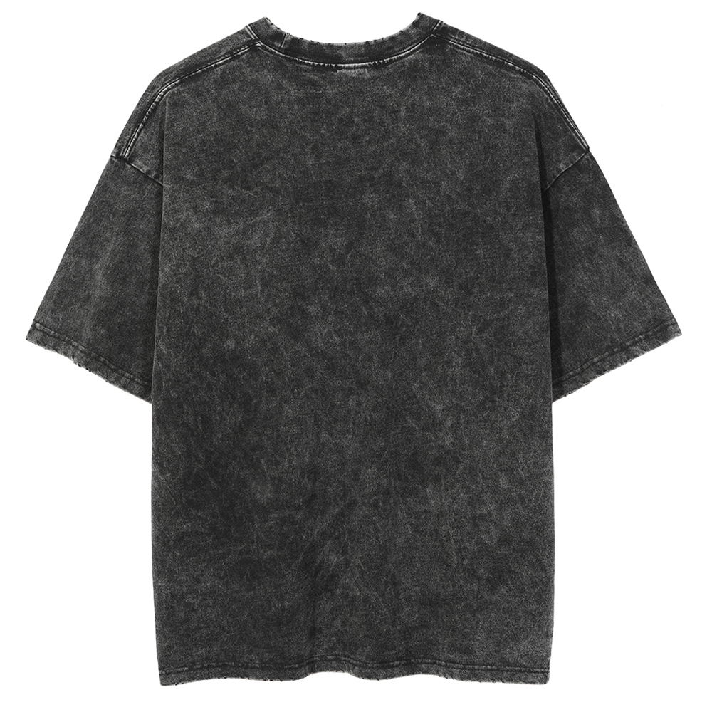 Unisex Magician Printed Retro Washed Short Sleeved T-Shirt