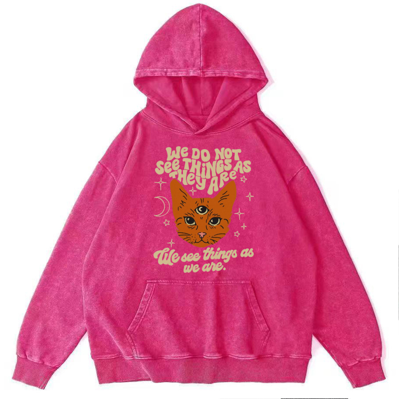 See Things Unisex Printed Casual Washed Hoodie Sweatshirt