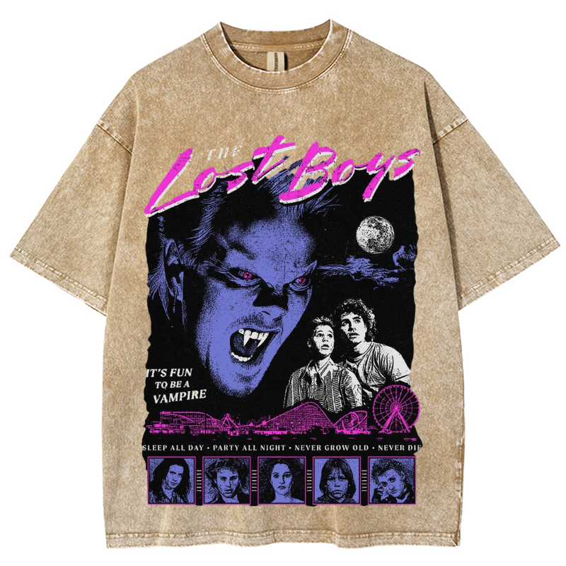 The Lost Unisex Vintage Wash Denim T-Shirts-Print-cool
