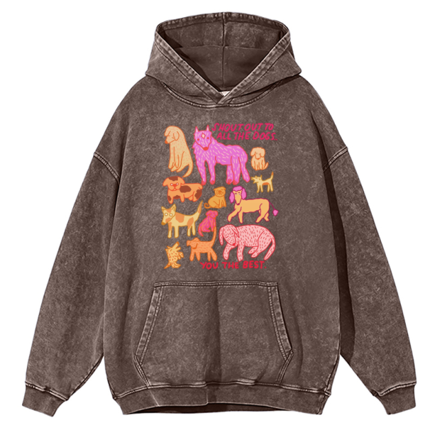 Shout Out To All The Dogs Unisex Printed Casual Washed Hoodie Sweatshirt