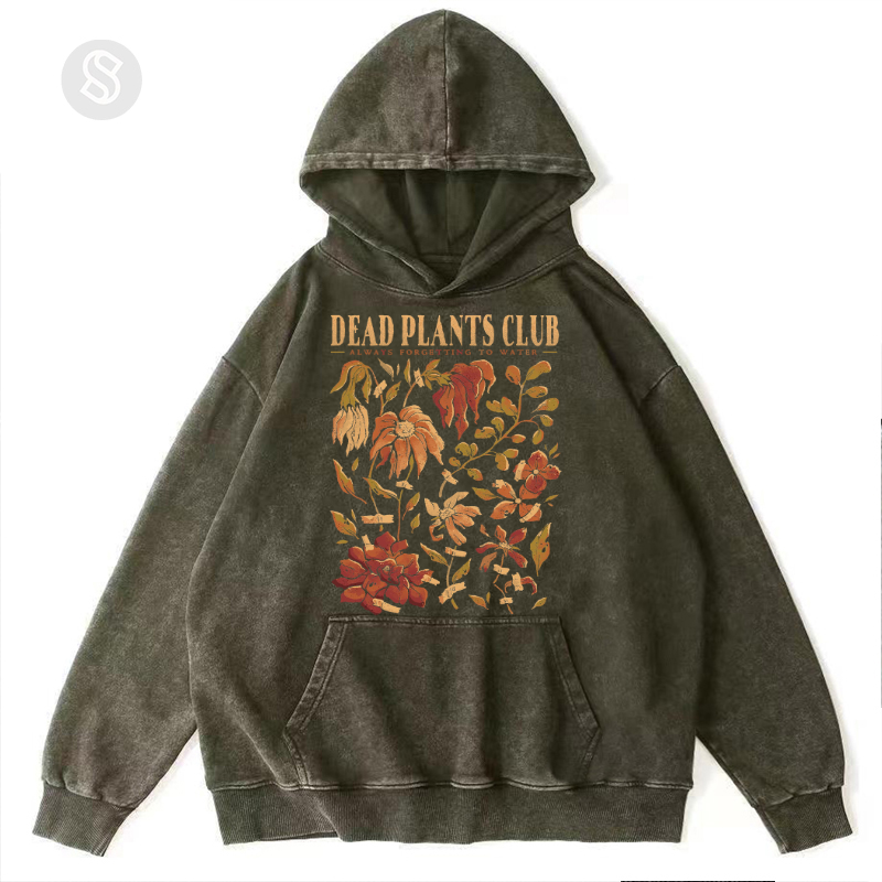 Dead Plants Club Unisex Printed Casual Washed Hoodie Sweatshirt-Print-cool