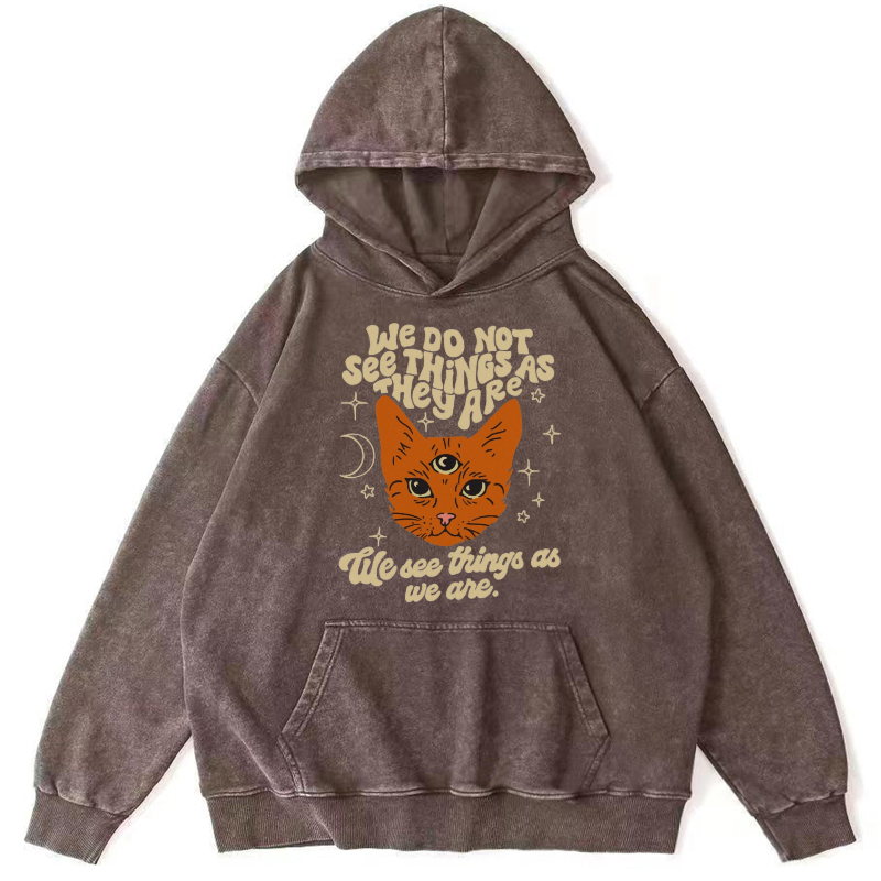 See Things Unisex Printed Casual Washed Hoodie Sweatshirt