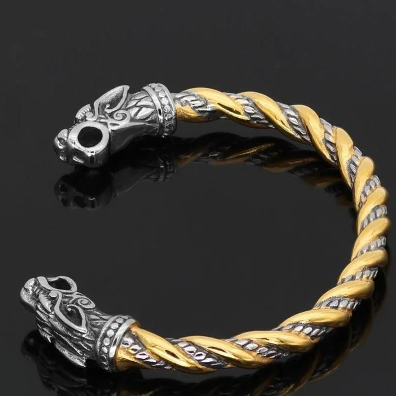 Viking Dragon Bracelet - Gold Silver