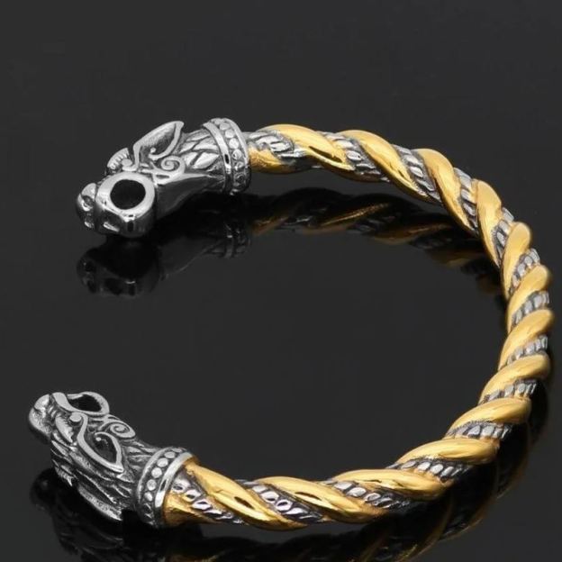 Viking Dragon Bracelet - Gold Silver