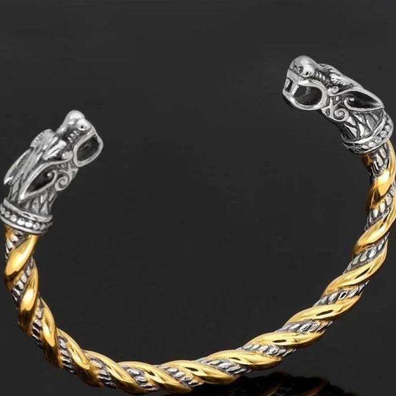 Viking Dragon Bracelet - Gold Silver
