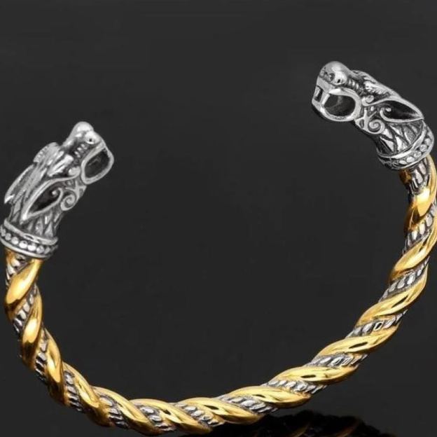 Viking Dragon Bracelet - Gold Silver