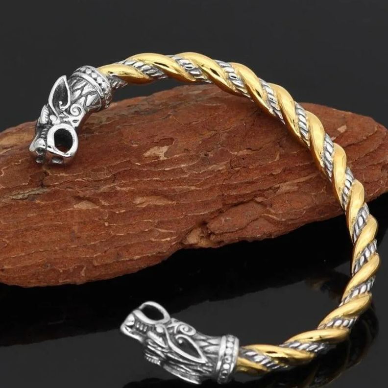 Viking Dragon Bracelet - Gold Silver