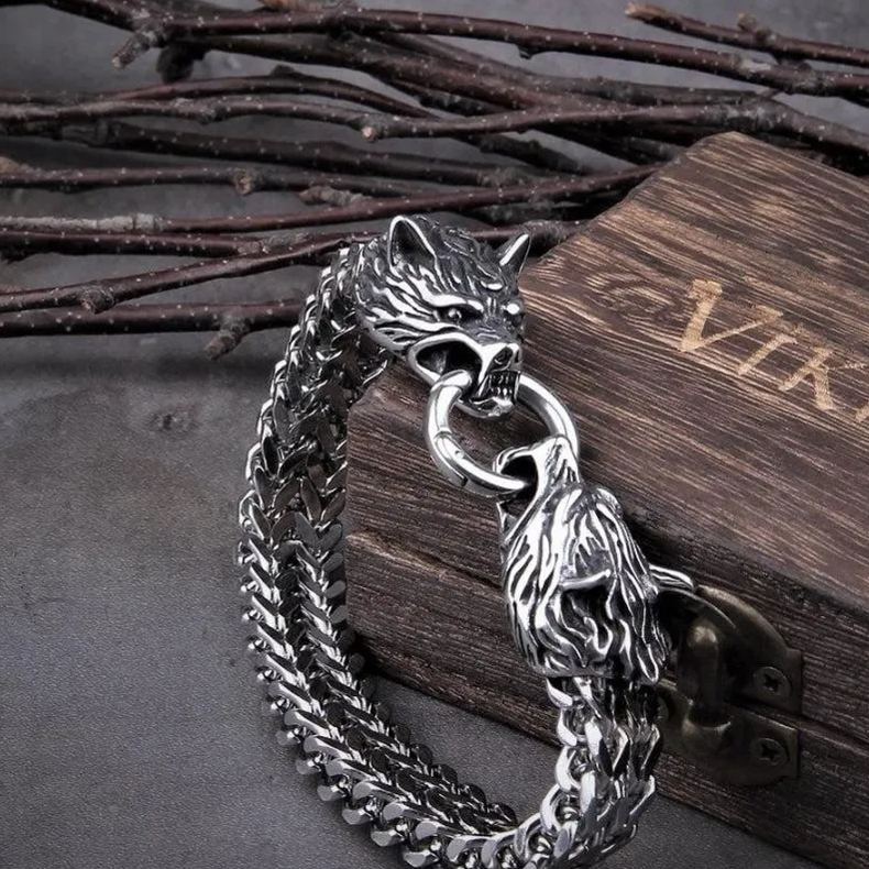 Fenrir Head Viking Bracelet