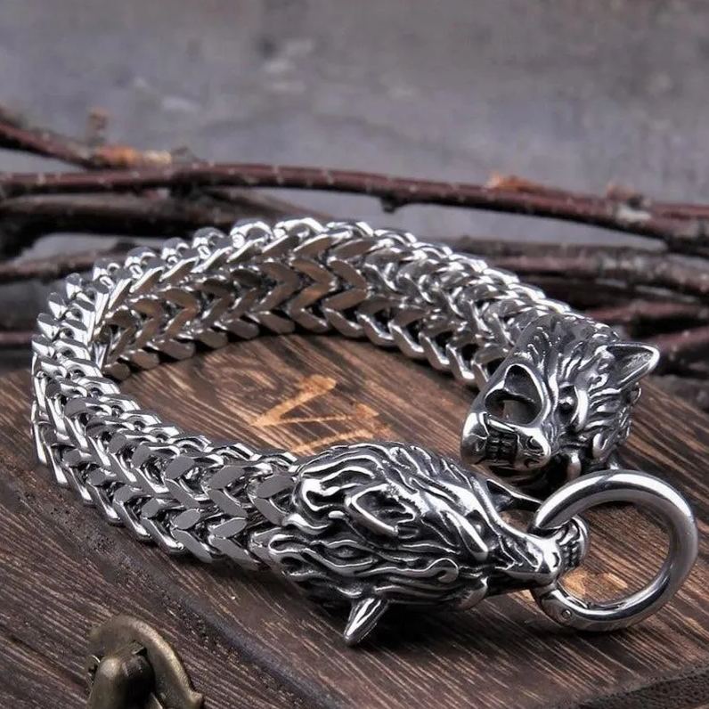 Fenrir Head Viking Bracelet