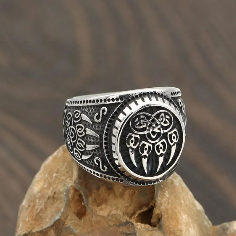 Viking wolf paw ring