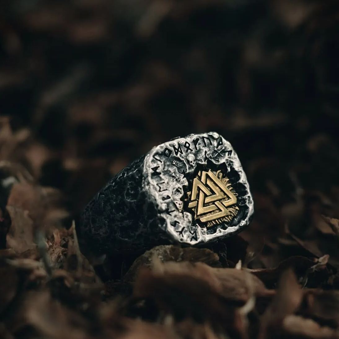925 Sterling Silver Antique Valknut Ring