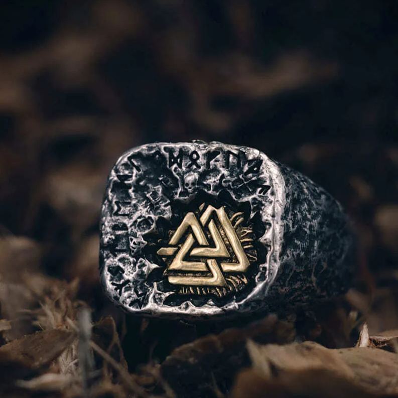 925 Sterling Silver Antique Valknut Ring
